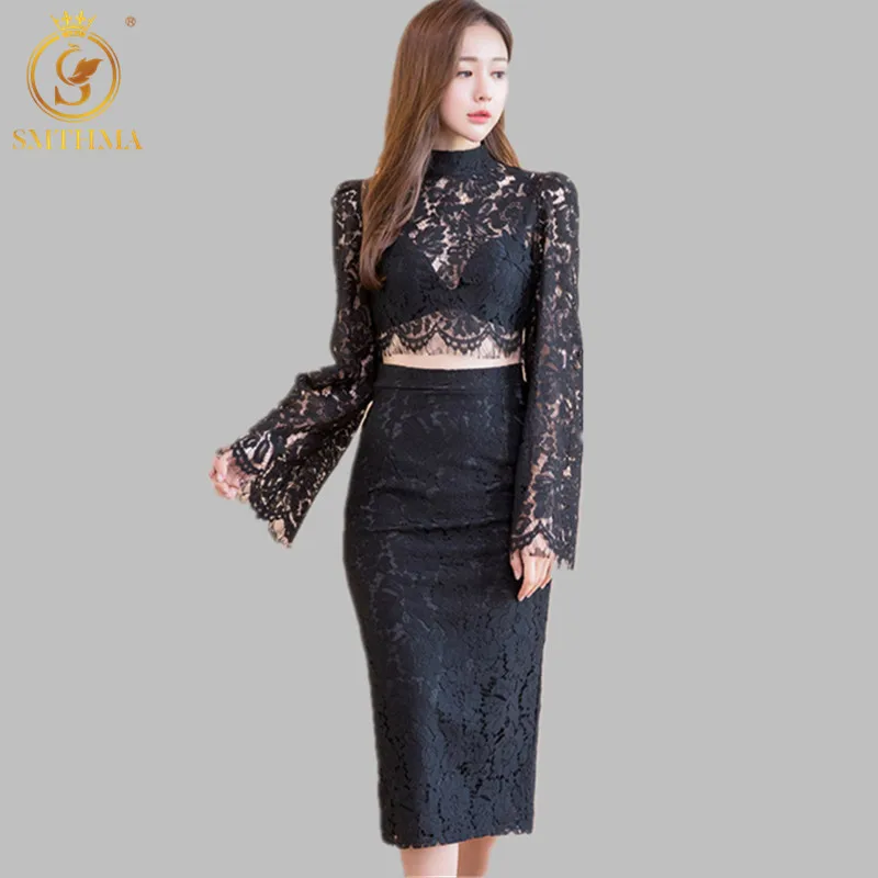 Женский Кружевной Костюм SMTHMA комплект из двух предметов короткий топ с высокой