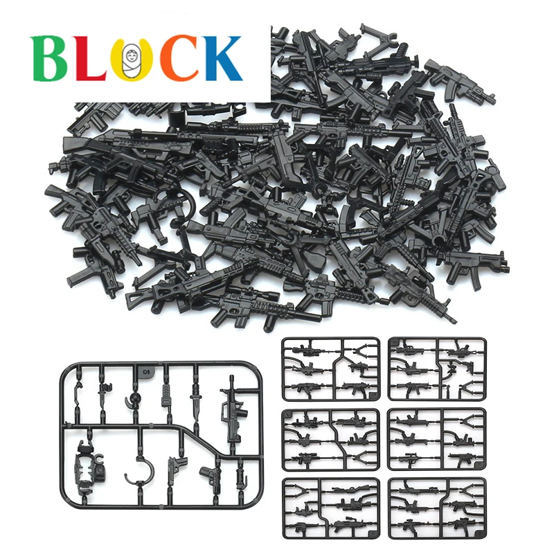 

Bricks Military Weapon Pack Guns City Police Swat Team Soldier Accessory Base Box Figure Toys WW2 Army Building Blocks