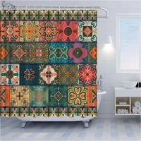 retro indian mandala shower curtain moroccan bathroom mildew resistant washable waterproof polyester fabric for bathtub decor
