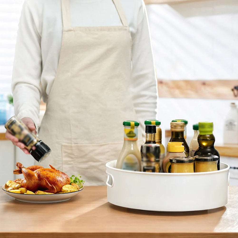 

360 Rotating Storage Container Lazy Turntable Cupboard Organizer Rotatable Shelf Gray Size Spice Rack For Kitchen Condiments