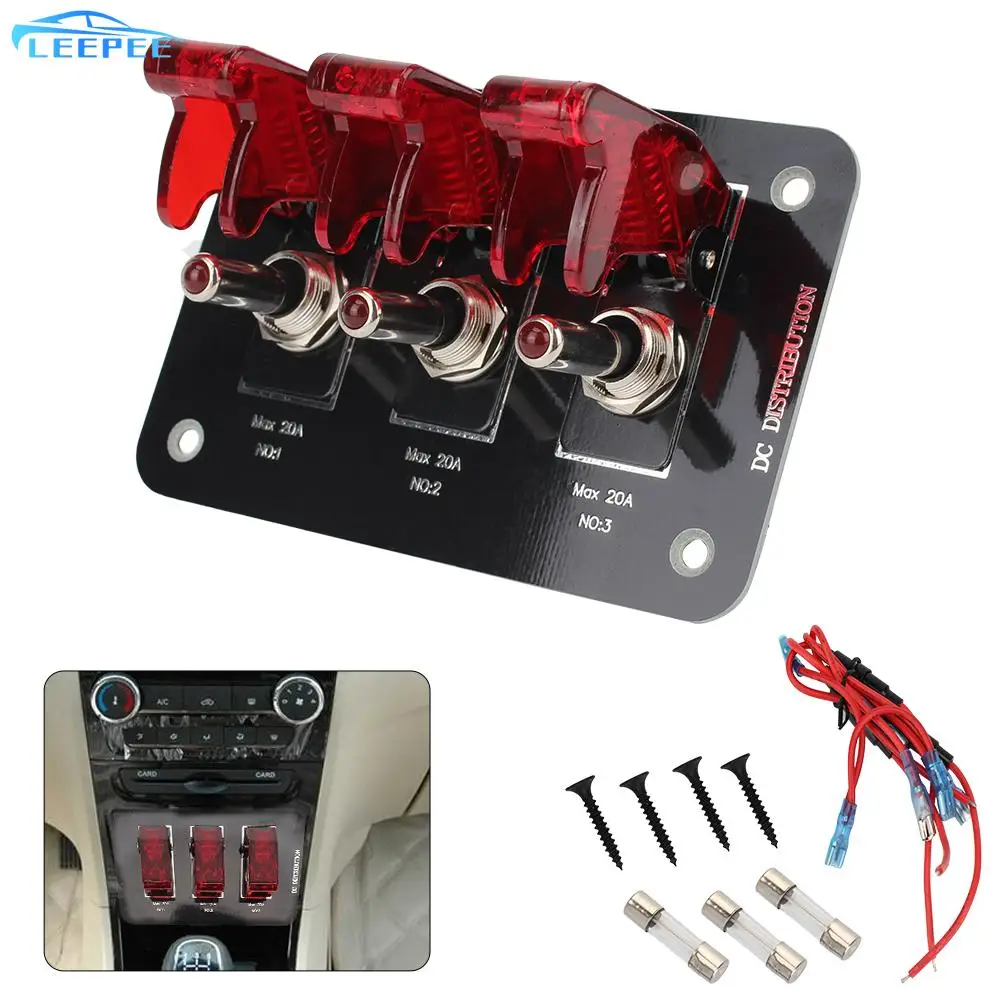 

12-24V Ignition Switch Panel 20A DC Toggle Switch Panel Red Waterproof Cover with Fuse Car Switch Panel for Car Truck Caravan