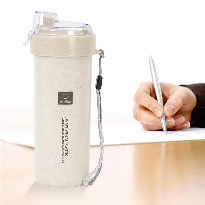 Экологичная непротекающая бутылка для воды из пшеницы питья с откидной крышкой