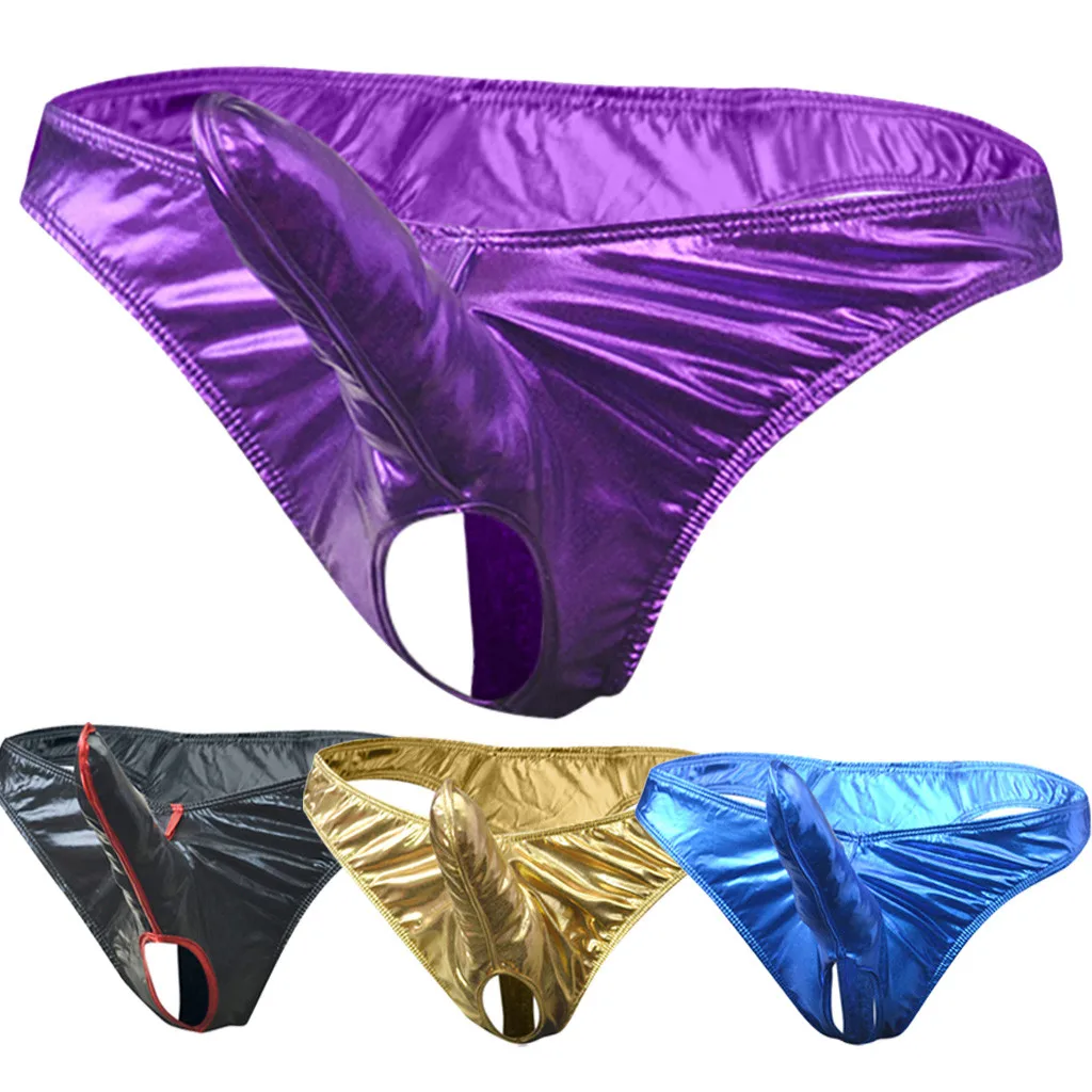 Сексуальные мужские плавки нижнее белье шорты из искусственной кожи с низкой