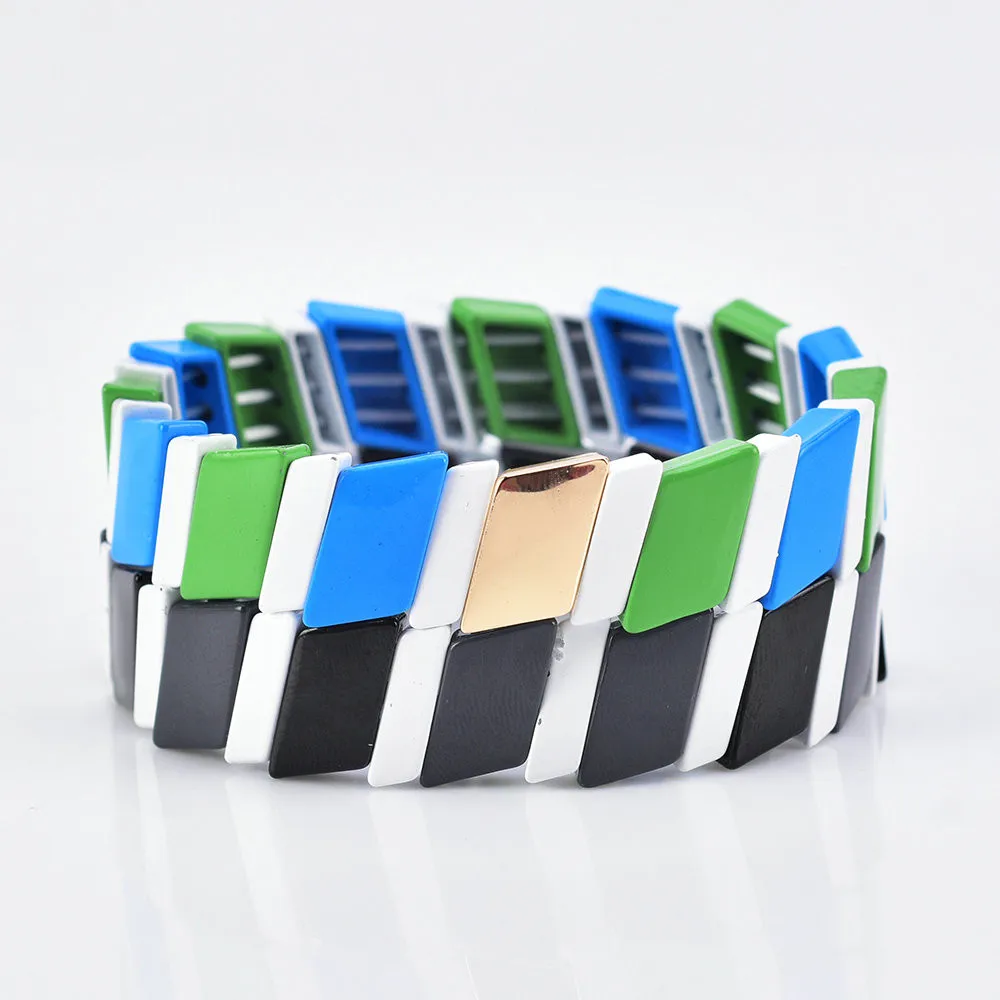 Модный эмалированный браслет с радужными бусинами KSRA 2019 Фабричный Штабелируемый