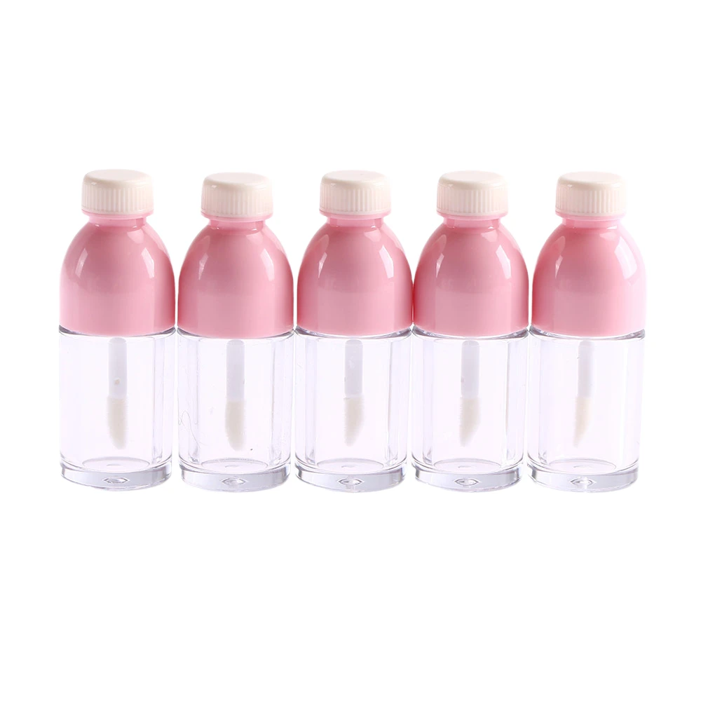 

5 PCS Creative Beverage Bottle Shaped Empty Lip Gloss Tube Containers Clear Mini Refillable Lip Balm Bottles With Rubber Inserts