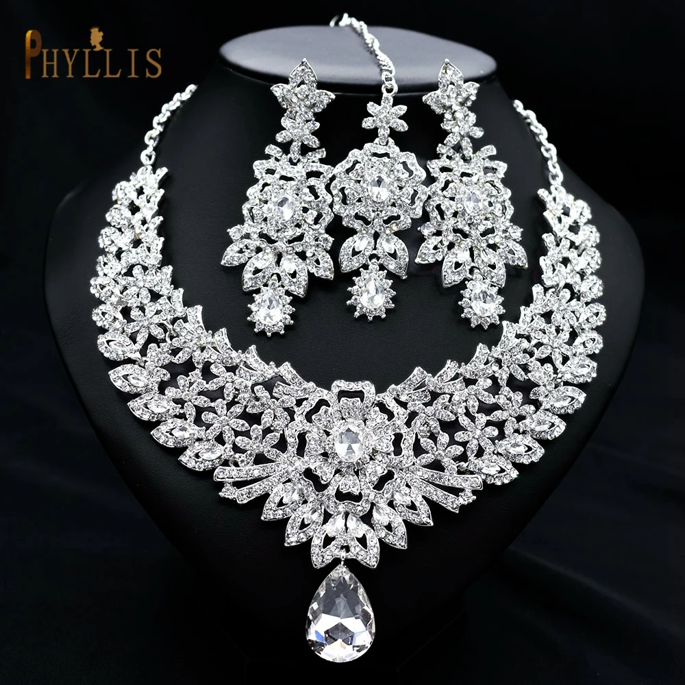 

C30 New Design Dubai Jewelry Set African Party Jewelry Sets Bridal Accessories Necklace Earrings Set Indian Bride Collection Set