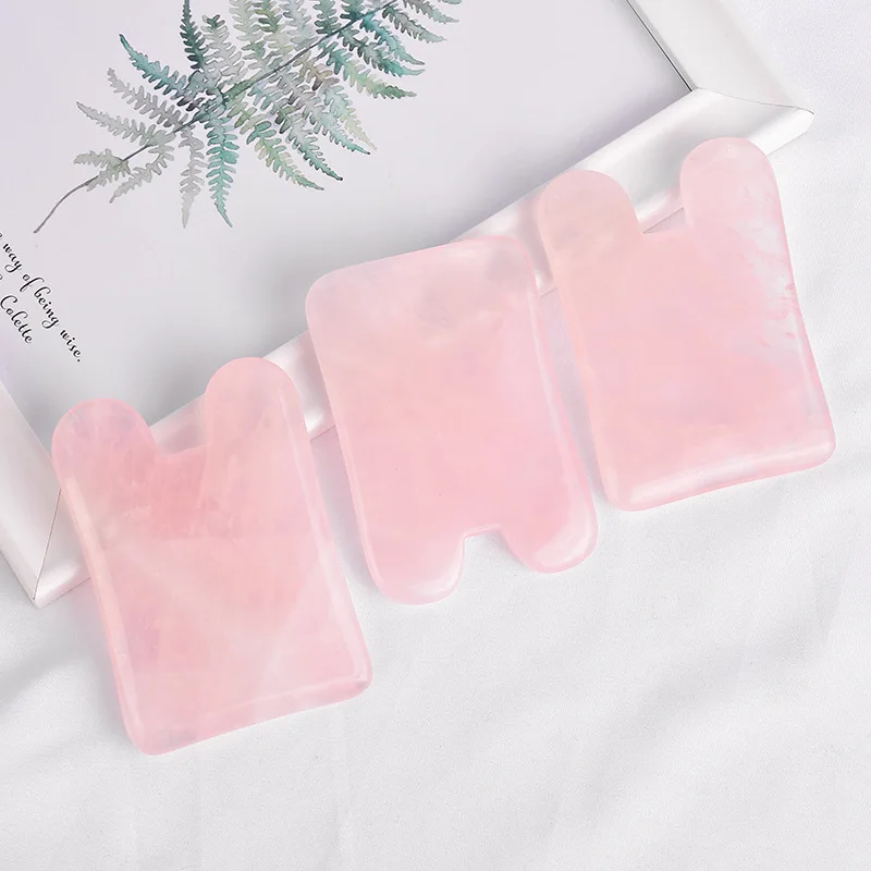 Массажная тарелка гуаша из натурального нефрита пластина розового кварца для