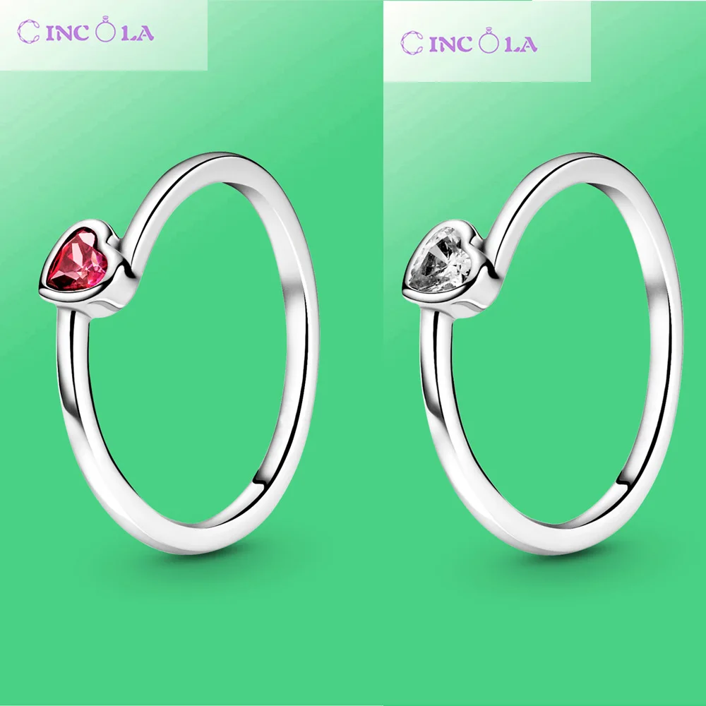 

Женское кольцо из серебра 925 пробы, с прозрачным наклонным сердцем