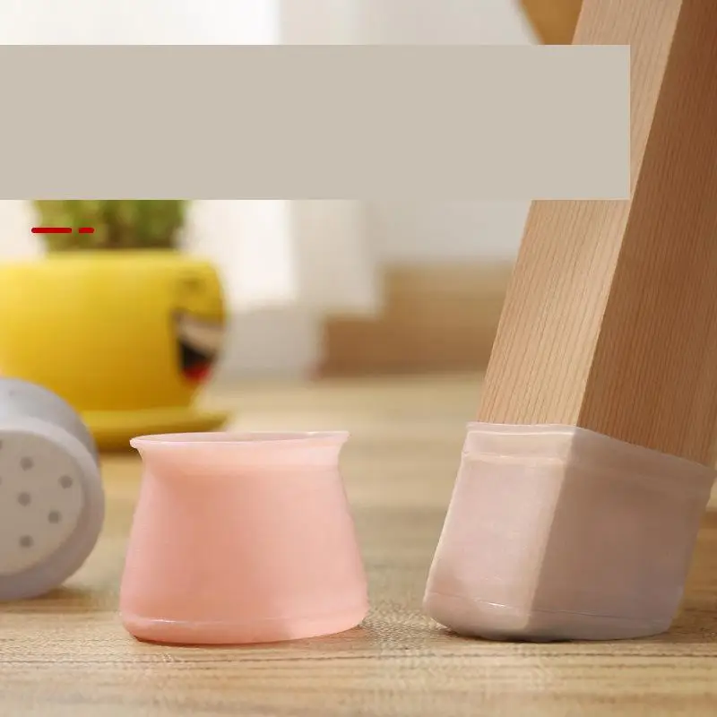 

4 Pcs/Lot Square Chair Foot Cover Silicone Table Protective Mute Furniture Leg Wear Resistant Dining Cushion