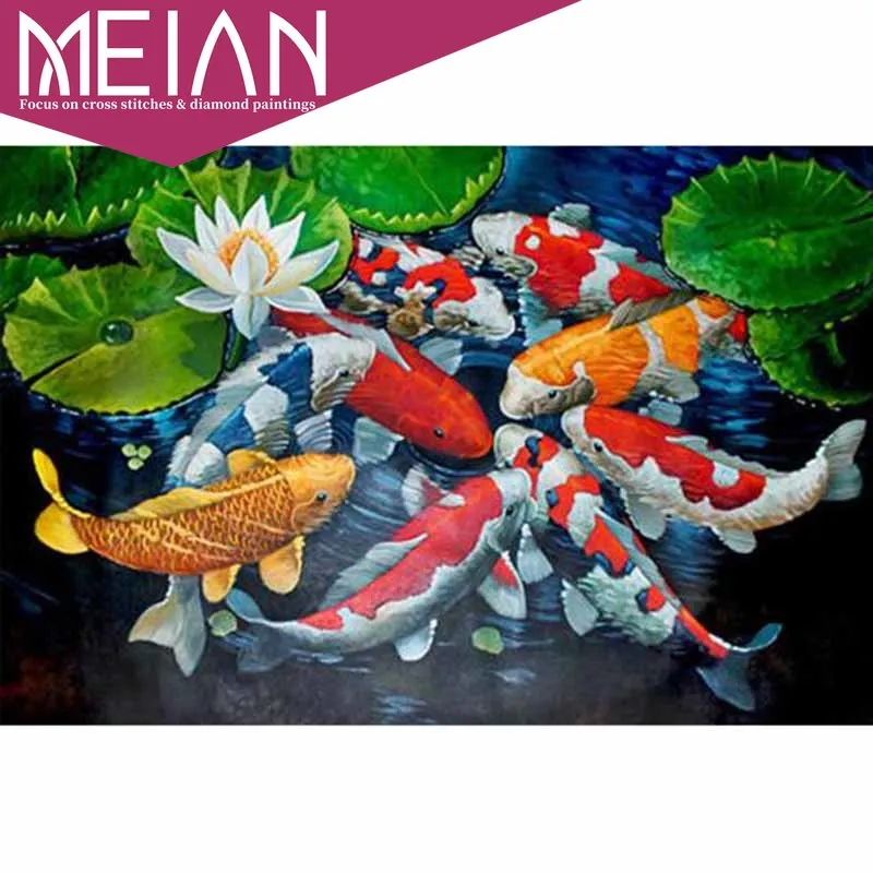 2020 Meian Fish DIY 3D Алмазная Вышивка Золотая рыбка картина прыжки мозаика алмаз полная