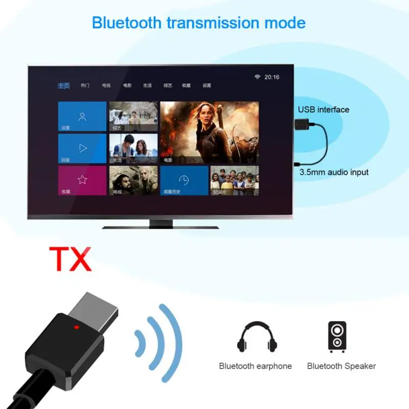 Портативный Bluetooth 5 0 передатчик приемник 3 мм AUX USB Mini 2 в 1 беспроводной стерео