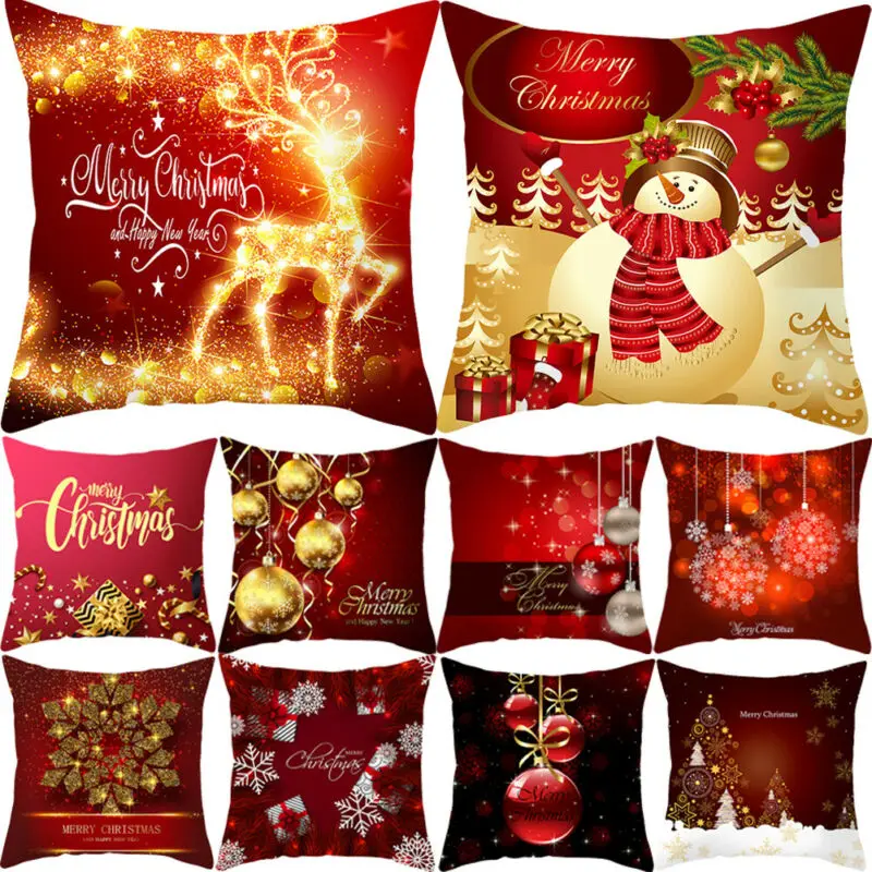 Новый рождественский чехол для дивана из хлопка и льна с Санта Клаусом