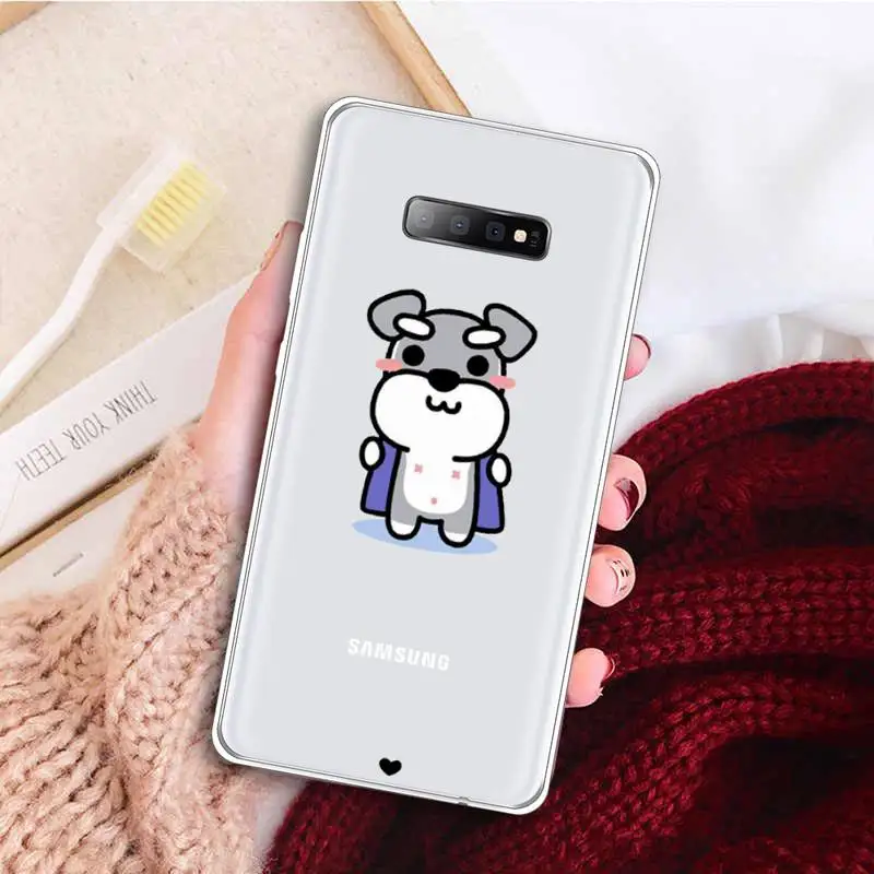 

Cartoon schnauzer dog Phone Case Transparent For Samsung Galaxy A 71 21s S note 8 9 10 plus 20 ultra
