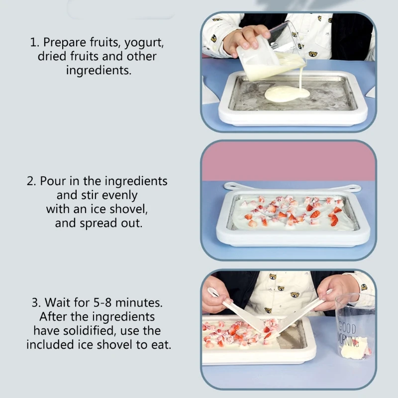 

Ice Cream Roller Plate W/ 2 Spatulas for Kids Family DIY Ice Cream Anti-Griddle Pan For Handmade Ice Cream Yogurt