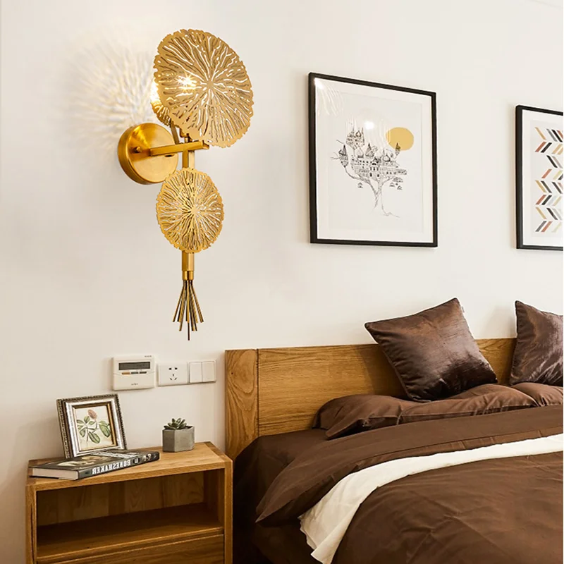 Nordic post-modern lotus leaf wall lamp light luxury living room background decoration aisle bedroom study bedsid | Лампы и освещение