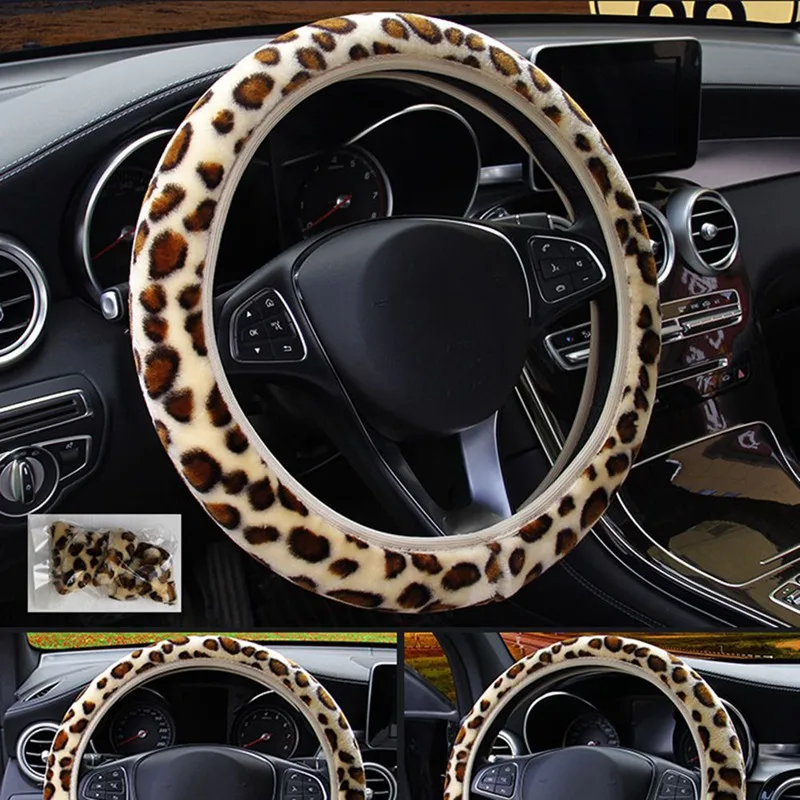 Универсальный золотистый и черный леопард из мягкого искусственного меха