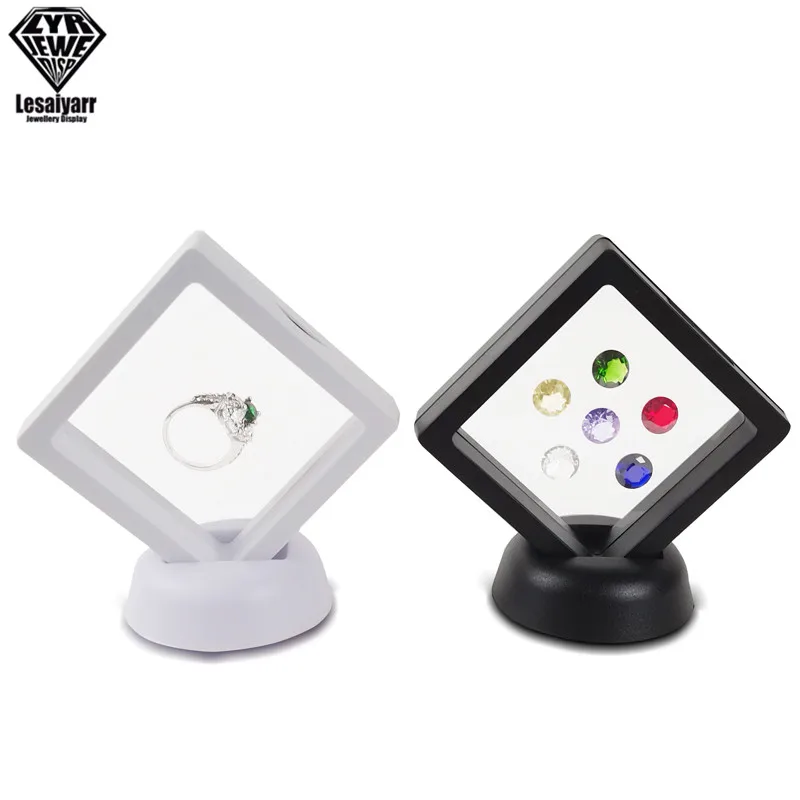 3D Floating Picture Frame Shadow Box Jewelry Display Stand Ring Pendant Holder Protect Jewellery Stone Presentation Case