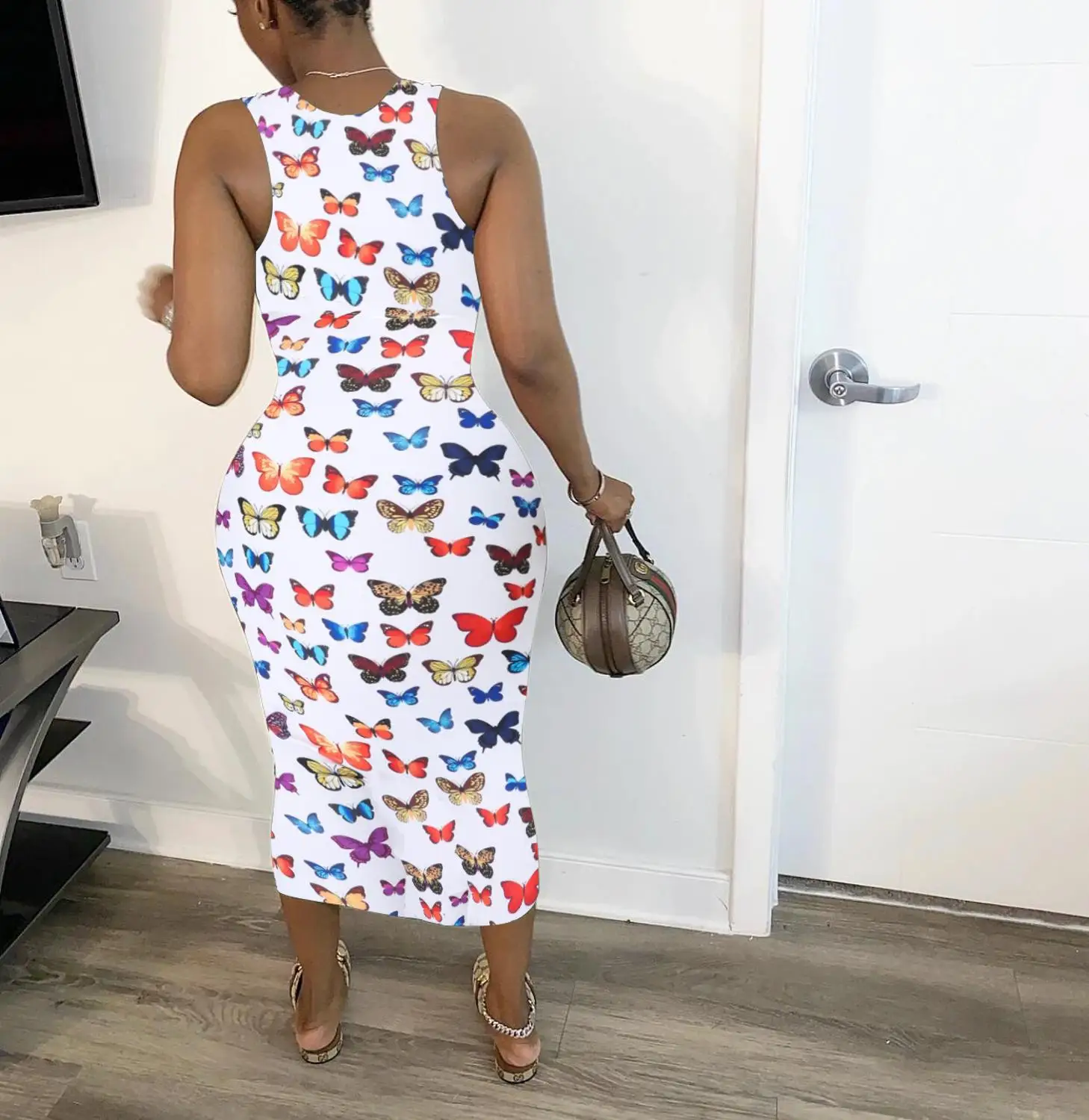 Женское платье макси Adogirl повседневное облегающее миди с глубоким v образным