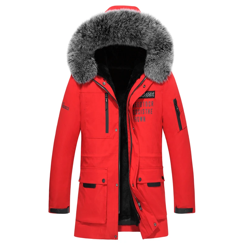 Пальто из натурального меха Для мужчин натуральный Лисий меховой воротник с