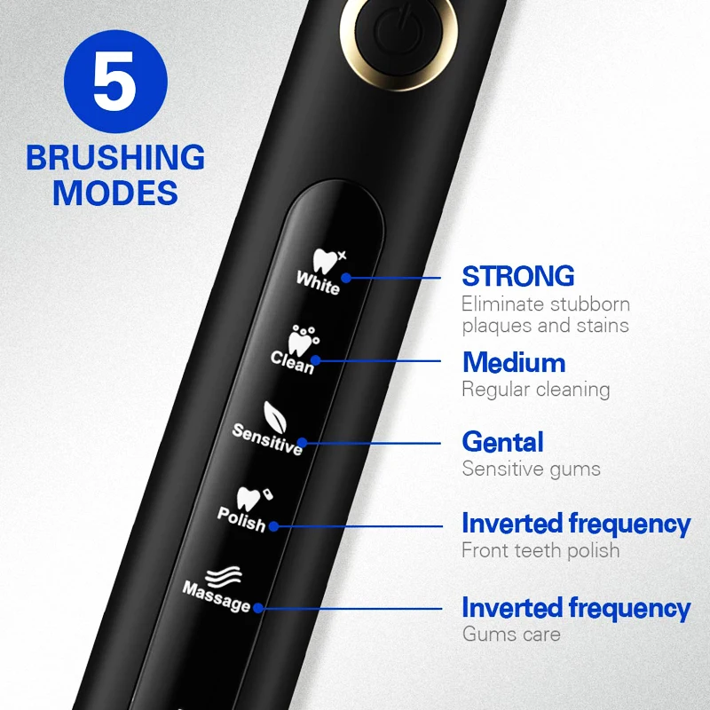 Seago Sonic электрическая зубная щетка SG507B для взрослых 2 мин таймер USB зарядка