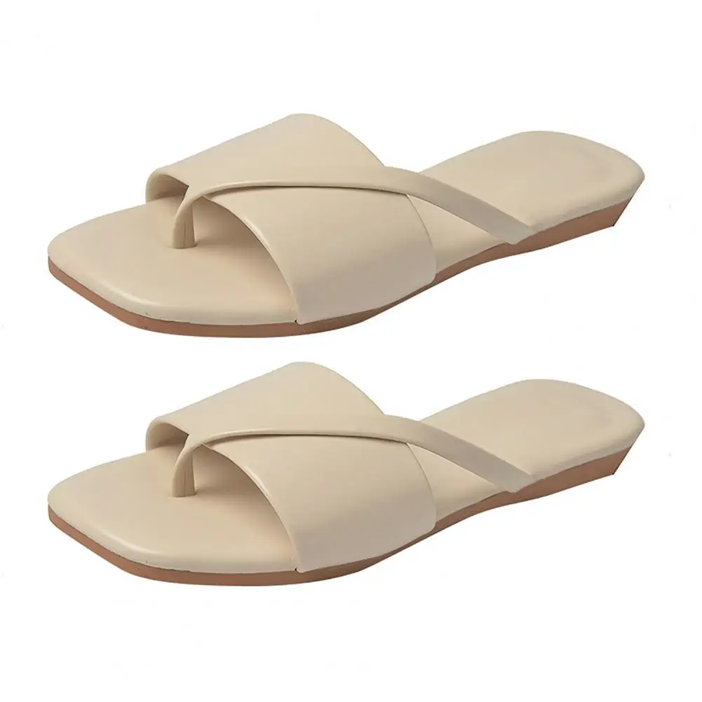 Сандалии женские без застежки мягкая подошва открытый носок плоская тапочки