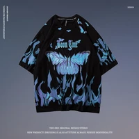 2021 summer t shirt for men abstract personality butterfly print short sleeved o neck oversized vintage fashion mens t shirts