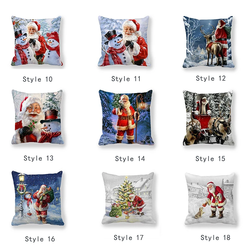 

1pcs 2021 Pillow Case Santa Claus Print Old Man Sofa Bed Home Decor Pillowcase Bedroom Cushion Cover Merry Christmas 45x45 Cm