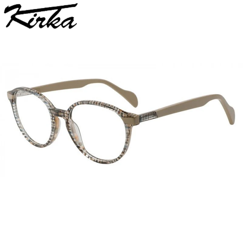 

Kirka Fashion Eyeglasses Frames Oval Shape Woman Myopia/Reading Optical Glasses Frame Gird Pattern Female Men Glasses Eyewear