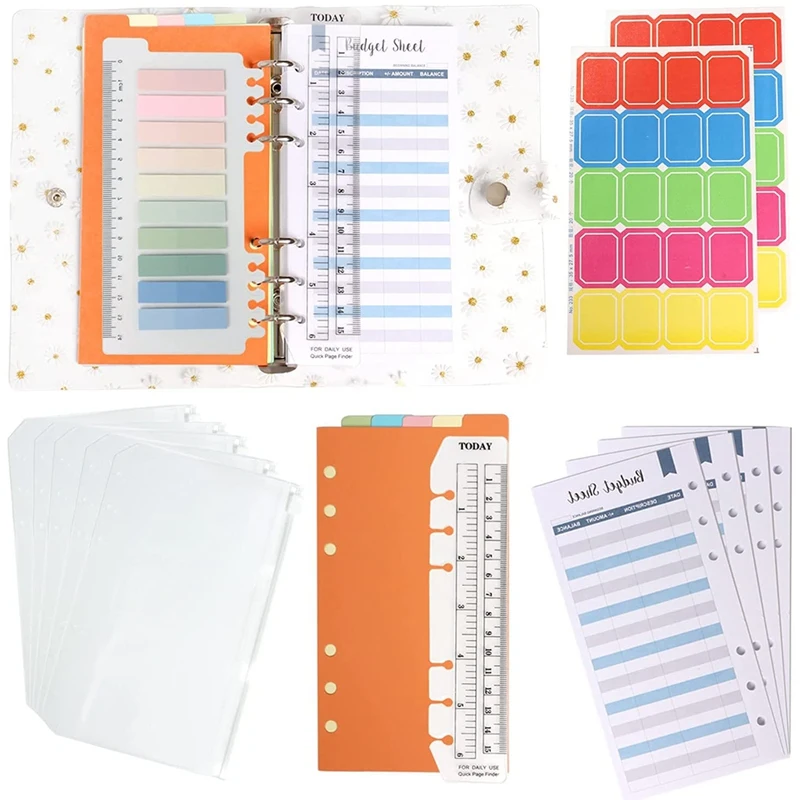 

A6 Binder PVC Cover 12 Clear Binder Pockets,Budget Binder Envelopes System Budget Planner Organizer for Cash Envelopes