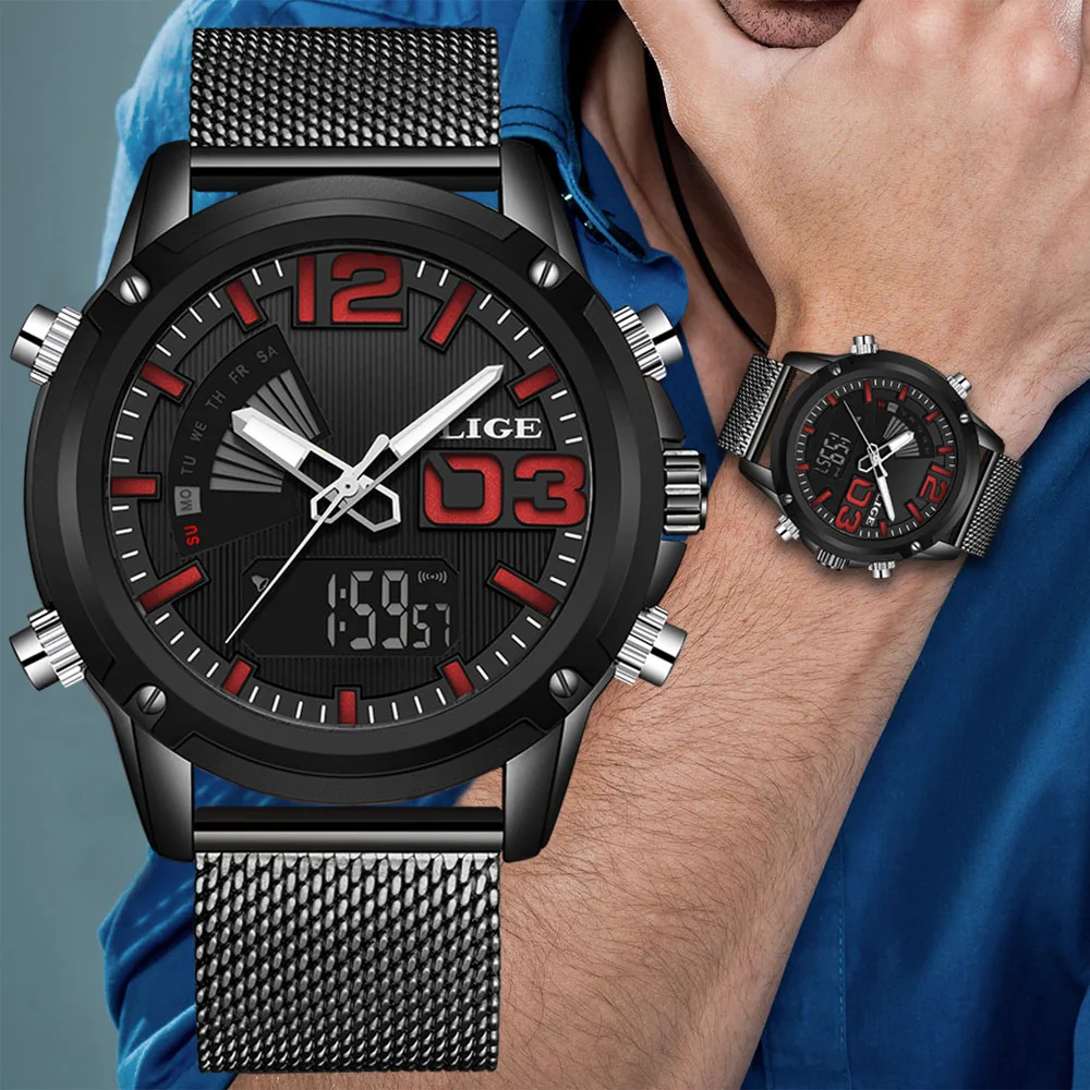 Relogio Masculino LIGE новые мужские часы Топ люксовый бренд милитари Спортивные кварцевые