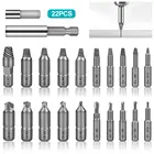 Инструмент для удаления поврежденных винтов, 22 шт., скоростной экстрактор, набор сверл, инструменты для удаления сломанных болтов, шпилек, сорванных, ремонтных инструментов