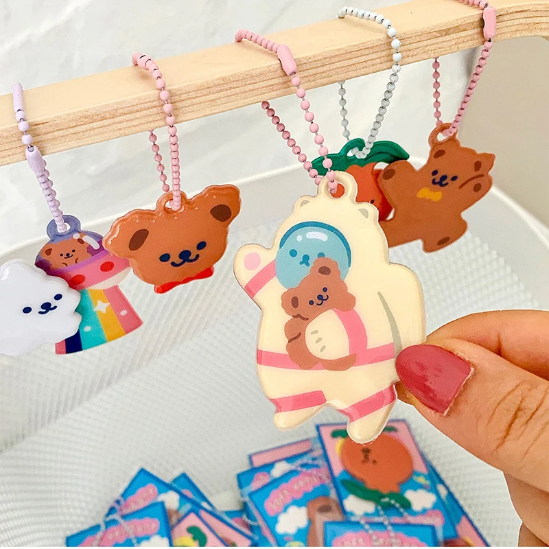 Модный мультяшный медведь брелок мягкого ПВХ животных цепочка для ключей женщин