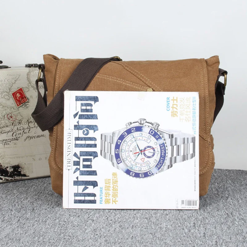 

Men's Canvas Crossbody Casual Shoulder Bags Vintage Messenger Travel handbags Fashion student Scholl Bag Briefcase Ipad bag