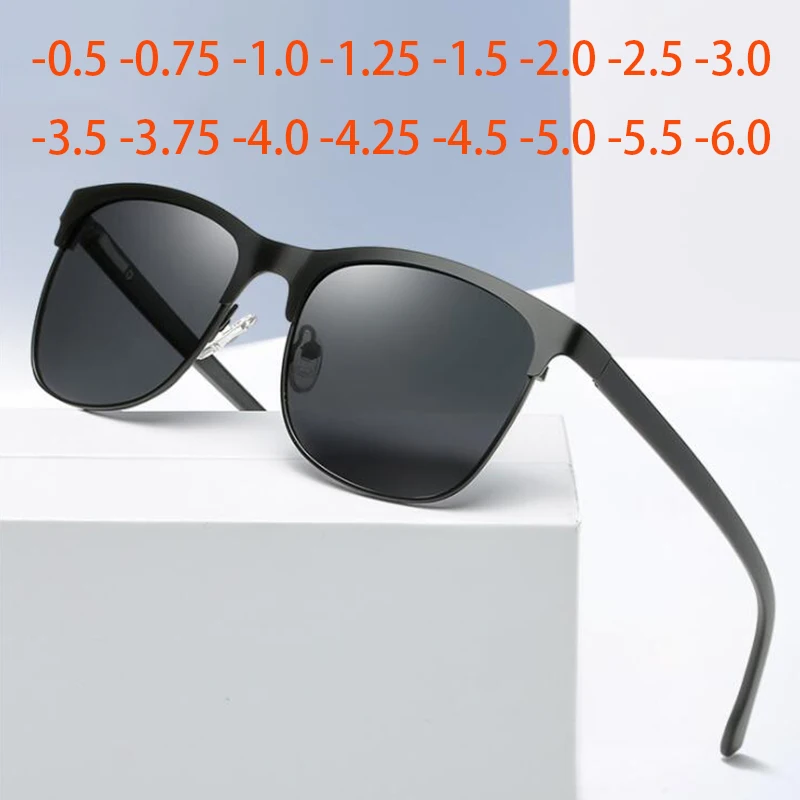 

Anti-glare TR90 Minus Lens Prescription Sunglasses Men Polarized Metal UV400 Driving Goggle 0 -0.5 -0.75 -1.0 To -6.0