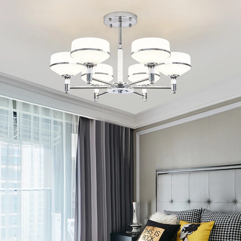 Современный хромированный металлический светодиодные люстры акрил тенты