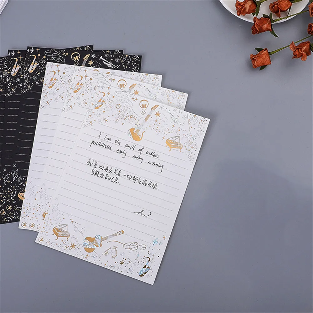 

8pcs/set Vintage Letter Paper Music Note Feather Blessing Letter Writing Paper Office Stationery Letter Paper