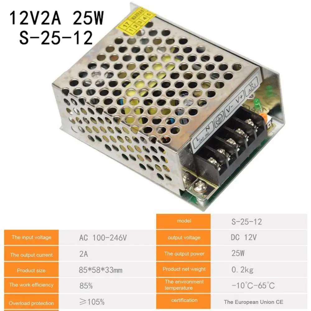 

Switching Power Supply DC12V 6A 8.5A 10A 12.5A 15A 16.5A 20A 25A 30A 33A 40A 60A AC 220V to DC 12 Volts for 12V LED Strip