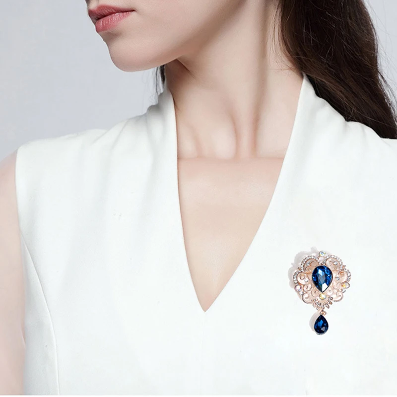 Женские Элегантные барокко Броши вечерние с украшением в виде кристаллов капли