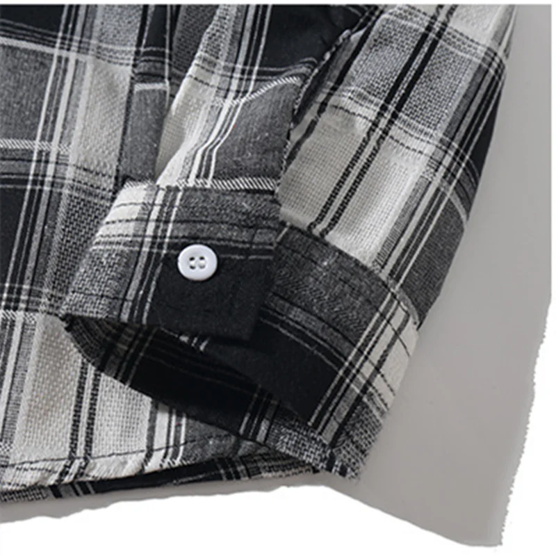 

Fashion Brand Men Casual Shirt Spring Autumn Men Harajuku Style Wild Plaid Shirt Coat Long Sleeve Shirts Male