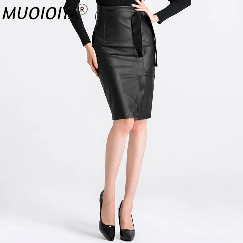 

Green Black PU Leather Skirt Women 2021 New Midi Sexy High Waist Bodycon Split Skirt Office Pencil Skirt Knee Length Plus Size