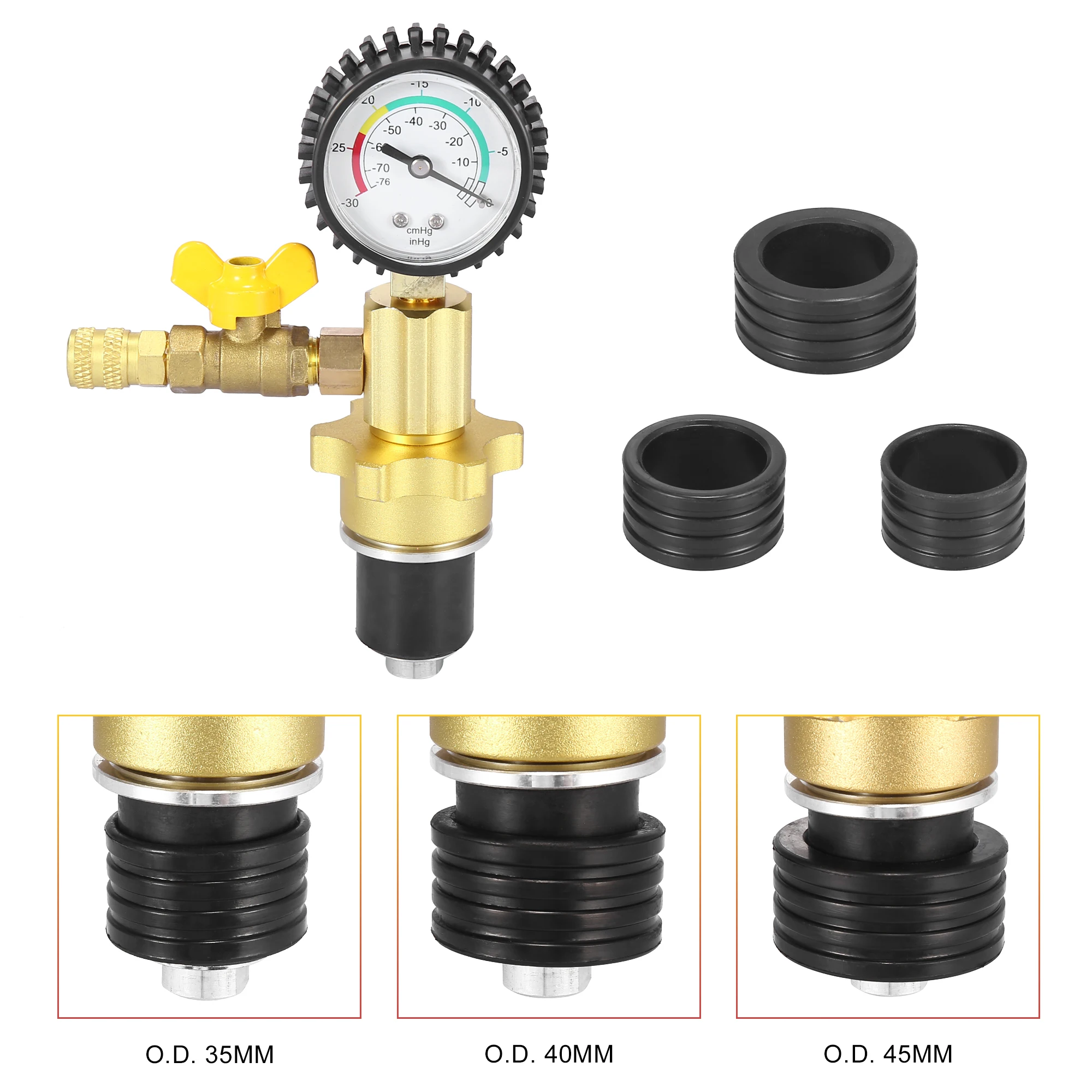 X Autohaux Auto Engine Cooling System Vacuum Purge Gauge Radiator Coolant Refill Tool Kit with 3 Sizes Adapter Case Hose for Car |
