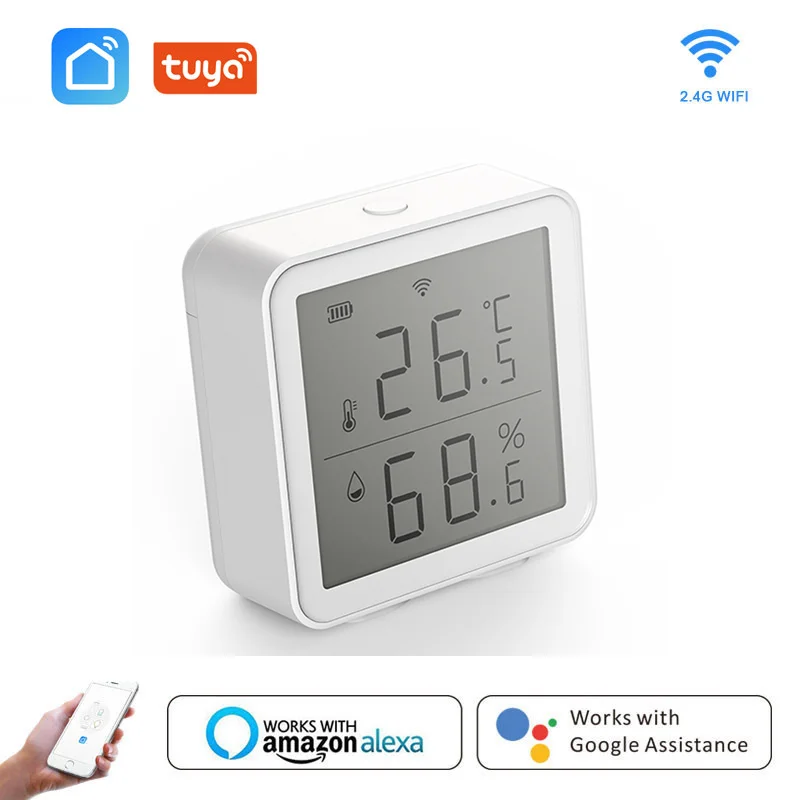 

Цифровой термометр-гигрометр с ЖК-дисплеем, Wi-Fi, 2,4 ГГц