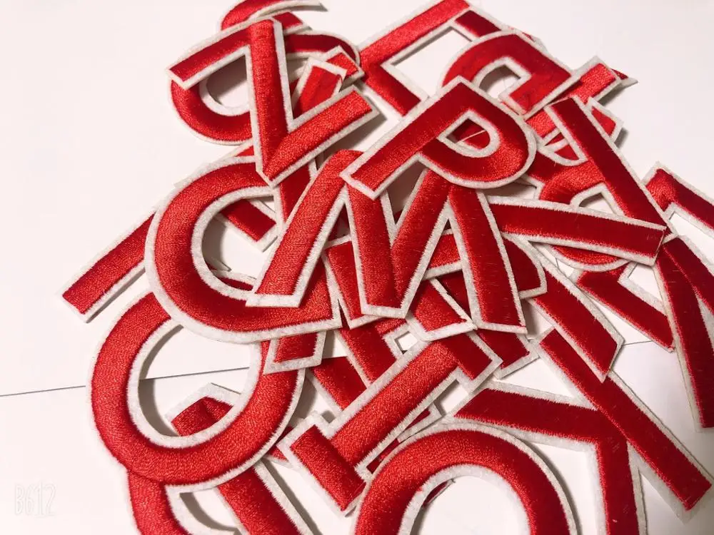 Red Letters Alphabet Embroidered Applique iron on Patches |