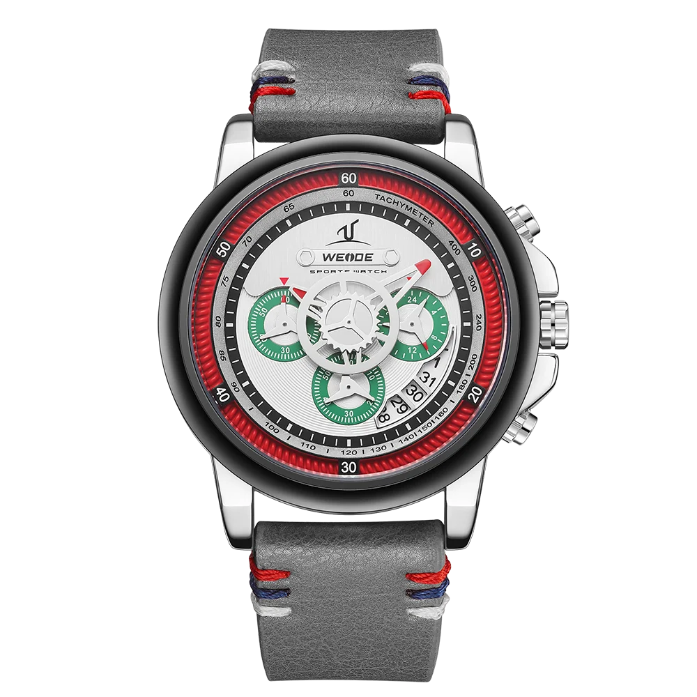 UV1803-1D WEIDE Роскошные мужские часы европейские кожаные мужские часы высококачественные водонепроницаемые мужские часы Relogio Masculino спортивные цифровые часы с цифрами и датой - Цвет: UV1803-1D