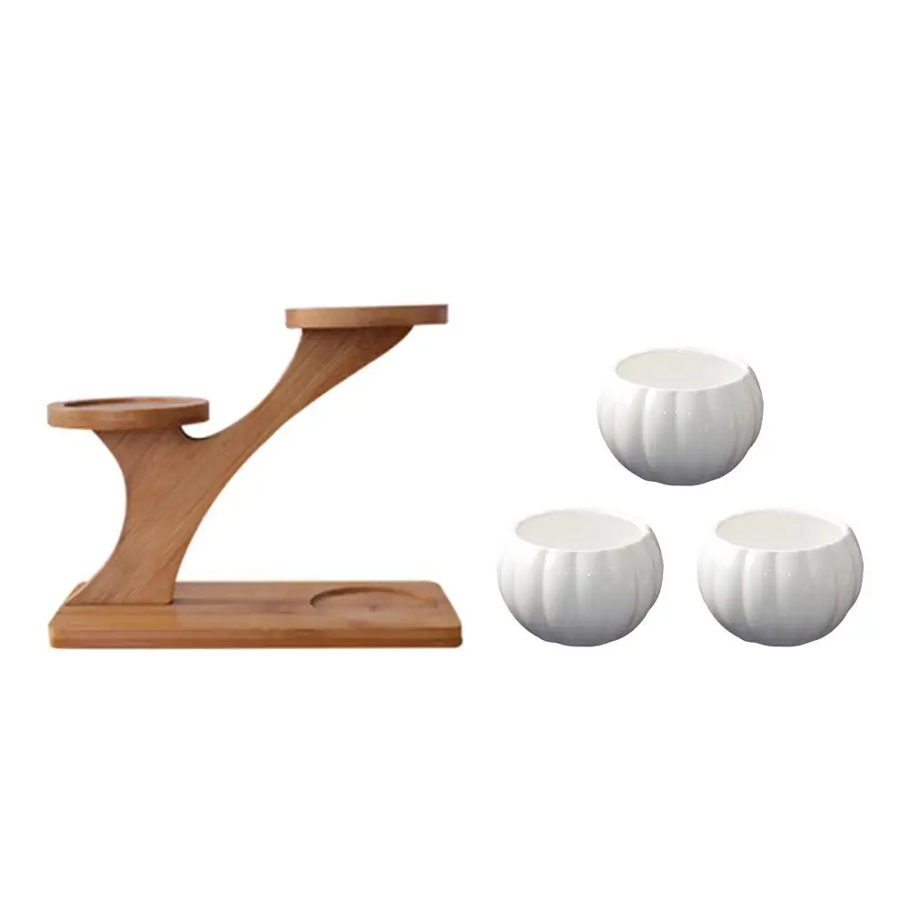 

HOT SALESNew Arrival Pumpkin Shape Ceramic Succulent Plant Flower Pot Planter Holder Bamboo Shelf Wholesale Dropshipping