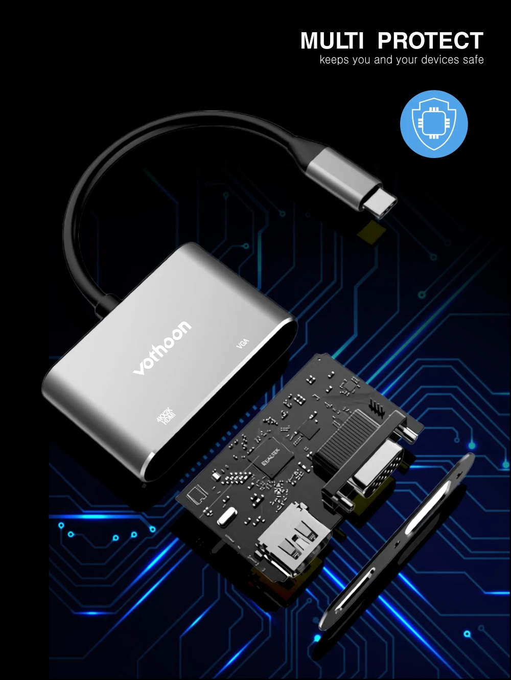 Вотон usb type C концентратор к USB 3,0 HDMI USB концентратор для MacBook Pro Air huawei P30 Samsungs S10 S9 3 порта VGA type C концентратор