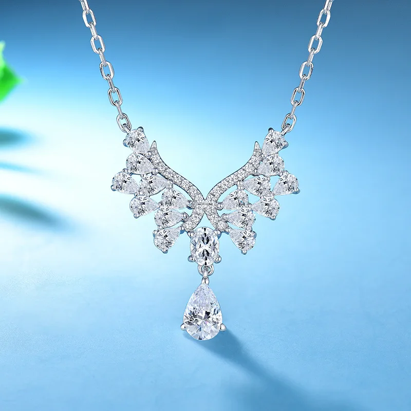 

Romantic Wings Drop Zircon Pendant 925 Sterling Silver Charm Party Wedding Pendants Necklace for Women Bridal Engagement Jewelry