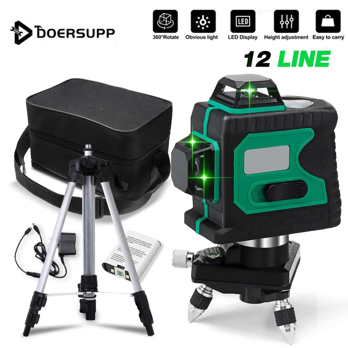 

Laser levels 12 Lines 3D Horizontal&Vertical Leveling Tool For Floor Wall Green Light 360 Self-Leveling Laser levels With Tripod