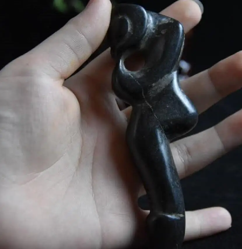 

Hongshan culture archaize black iron meteoritesculptureiron people statue