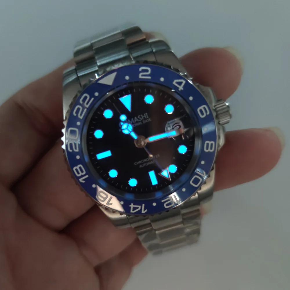 

40MM new luxury brand men's watch military GMT ceramic bezel black dial sapphire stainless steel factory direct sales watch male